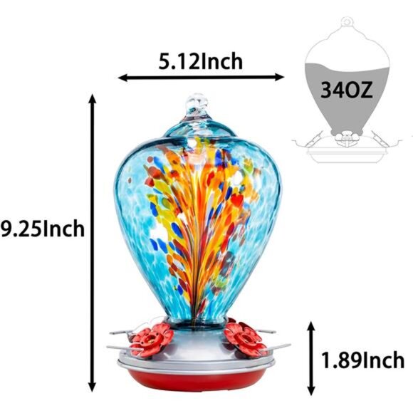 Hummingbird Feeders for Outdoors Hanging,Hummingbird Gifts for Women,Blown Glass - Picture 6 of 7